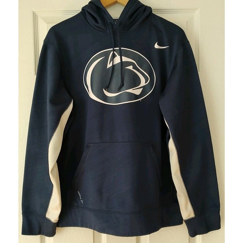Men's Nike Therma Fit Univ Of Penn State Nittany Lions Pullover Hoodie - Medium